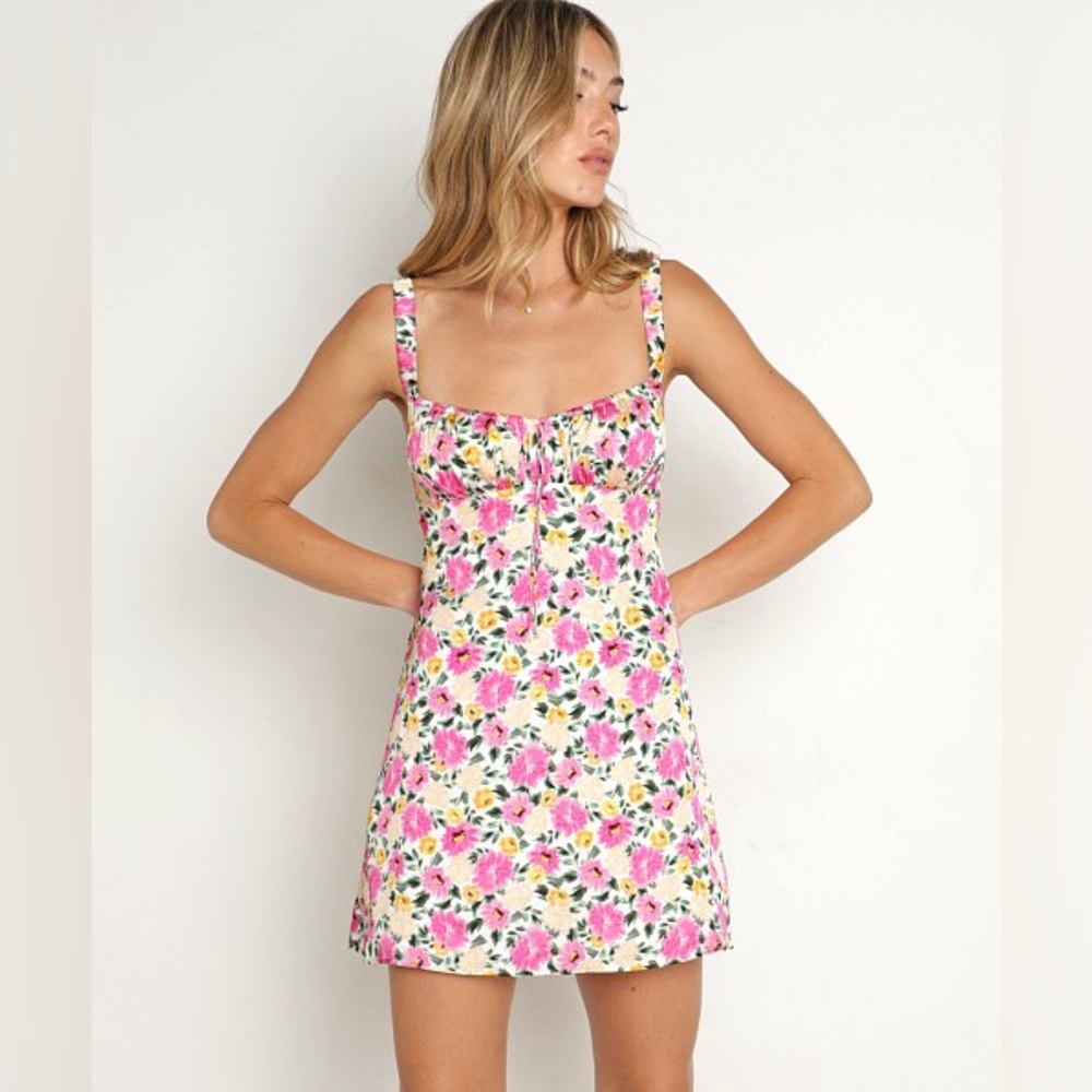 For Love And Lemons Pink Floral Mini Dress